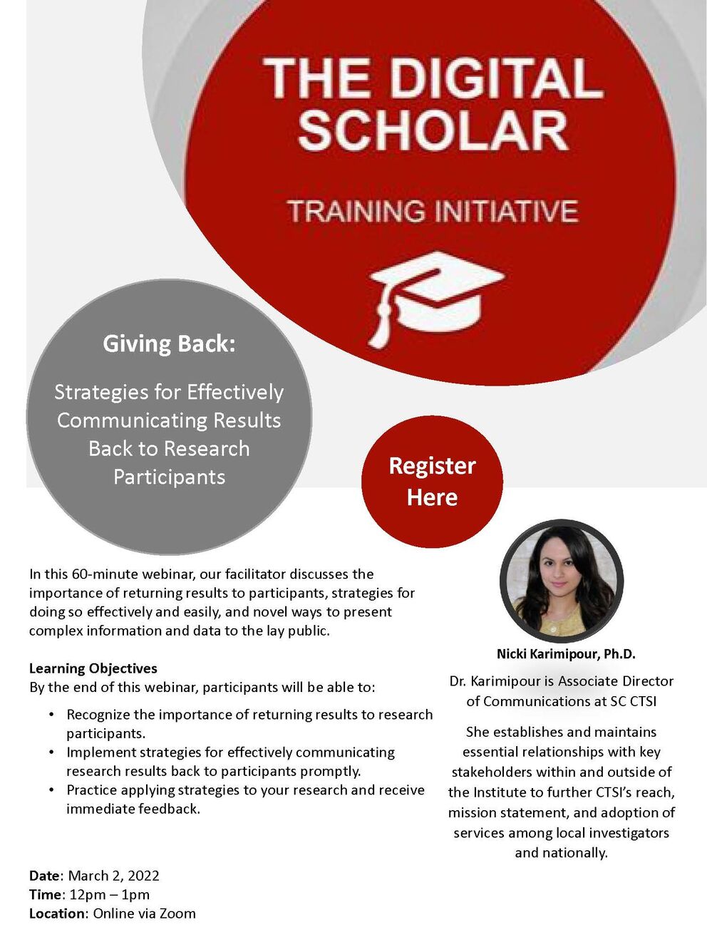 Digital Scholar Webinar: Giving Back: Strategies for Effectively Communicating Results Back to Research Participants