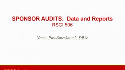 Regulatory Science Symposium: Monitoring and Auditing Session 4: Sponsor Audits: Data Handling and Reports (2016)