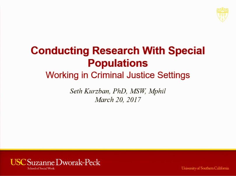 Regulatory Science Symposium: Special Populations Session 6: Working in Criminal Justice Settings (2017)