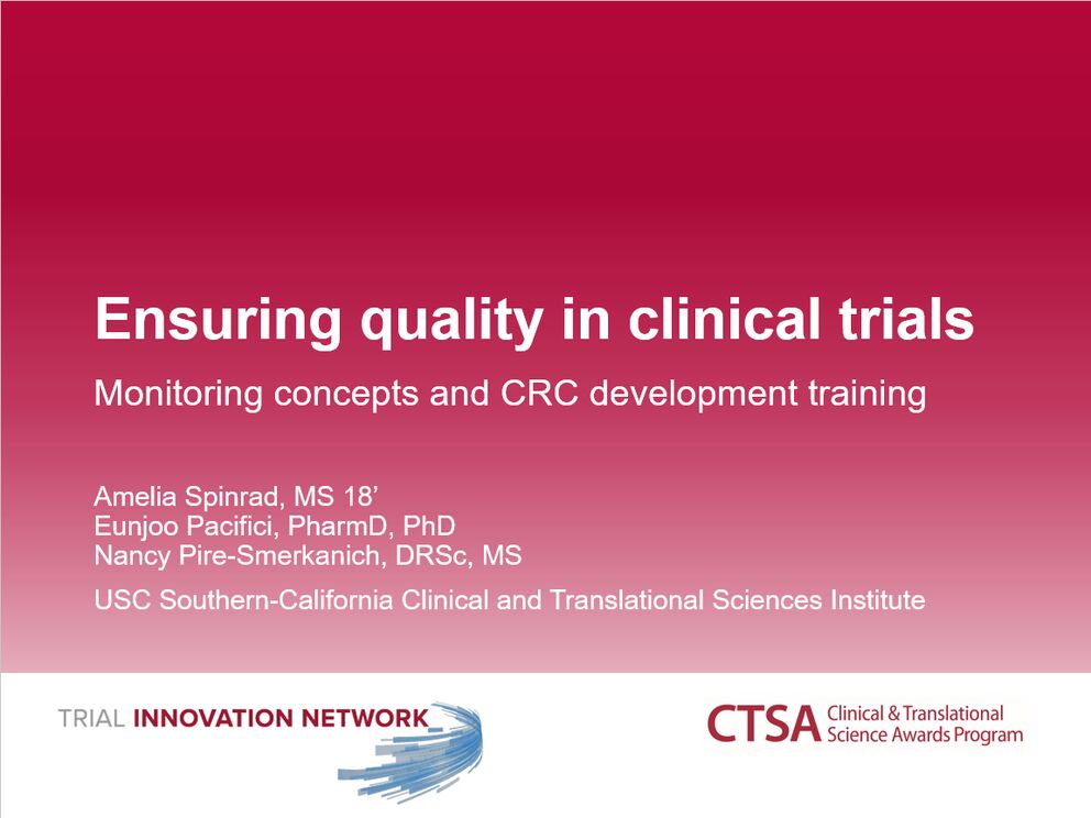 Ensuring quality in clinical trials: monitoring concepts and CRC development training (2018)