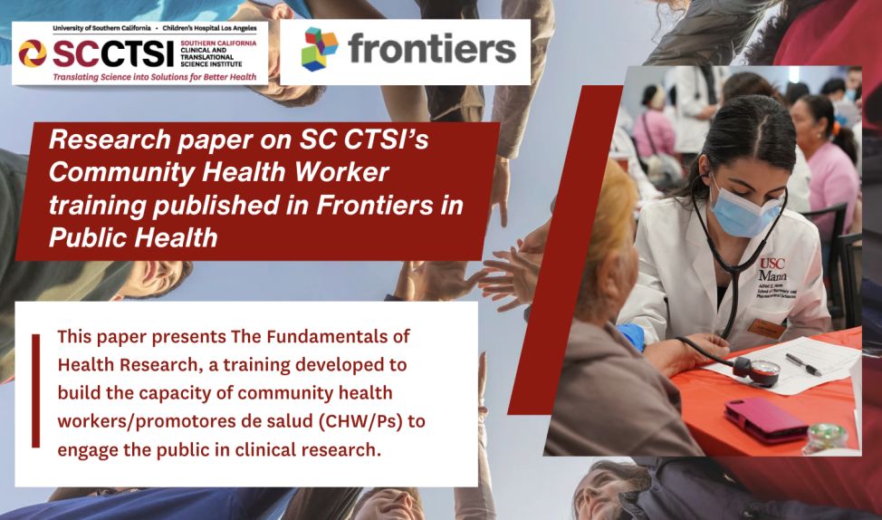 Research paper on SC CTSI’s Community Health Worker training published in "Frontiers in Public Health"