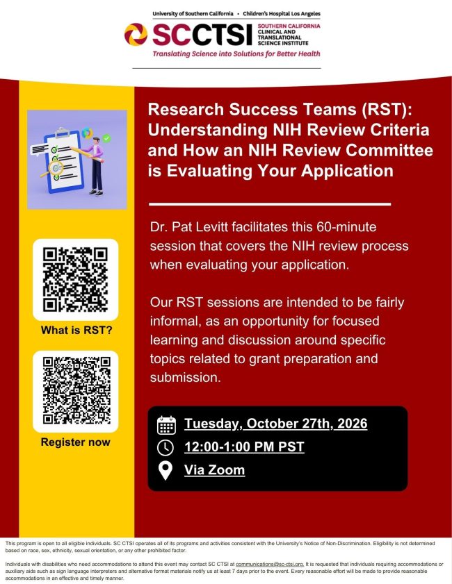 Research Success Teams (RST): Understanding NIH Review Criteria and How an NIH Review Committee is Evaluating Your Application