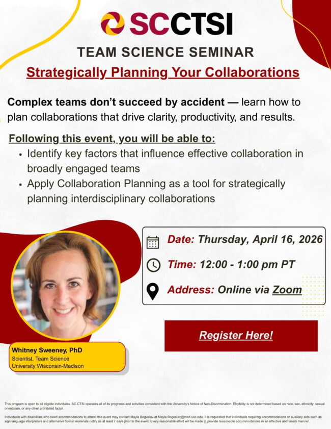 Team Science Seminar: Strategically Planning Your Collaborations