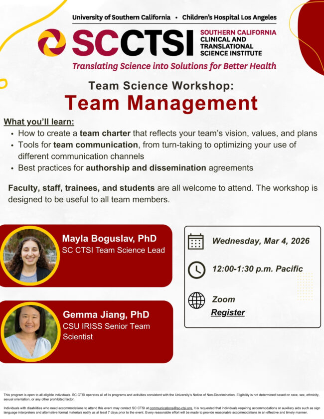 Team Science Workshop: Team Management