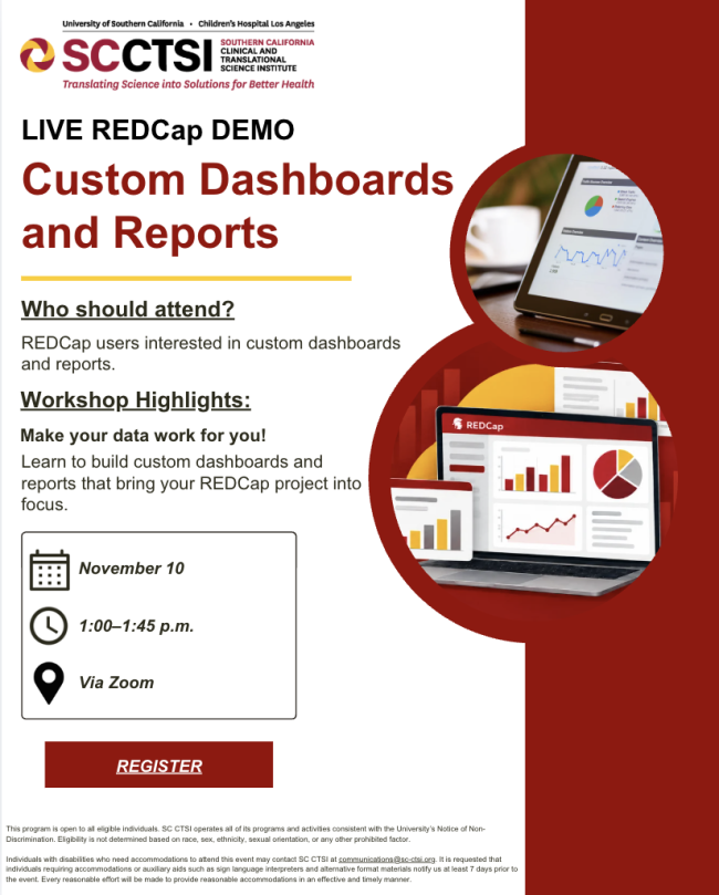 Live REDCap Demo: Custom Dashboards and Reports