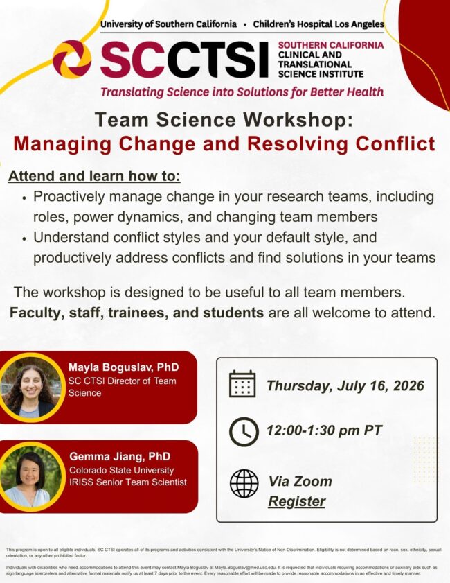 Team Science Workshop: Managing Change and Resolving Conflict
