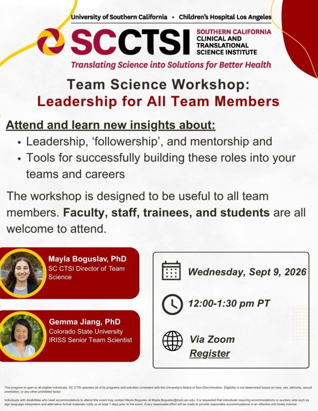 Team Science Workshop: Leadership for All Team Members