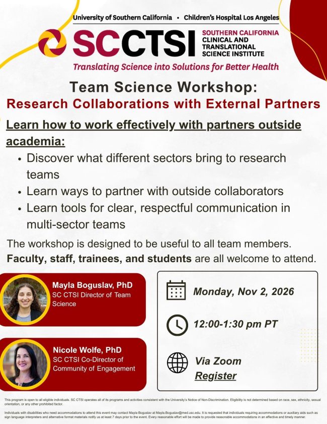 Team Science Workshop: Research Collaborations with External Partners