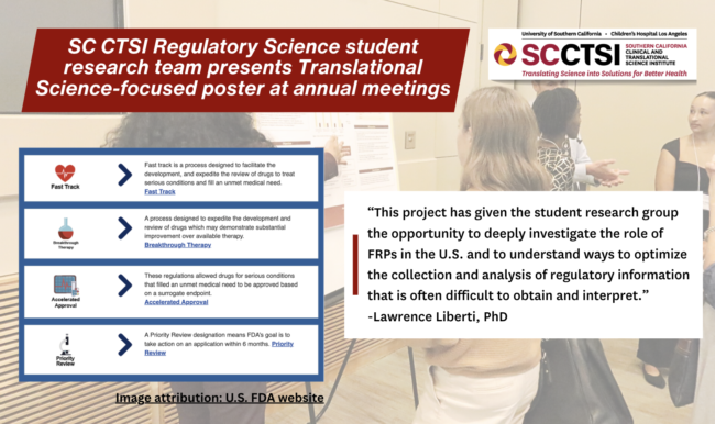 SC CTSI Regulatory Science student research team presents Translational Science-focused poster at annual meetings