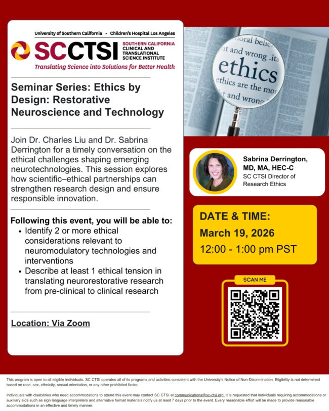 Seminar Series - Ethics by Design: Restorative Neuroscience and Technology