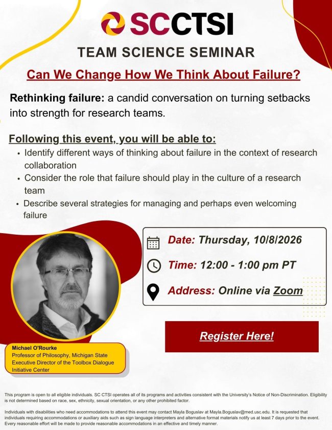 Team Science Seminar:  Can We Change How We Think About Failure?