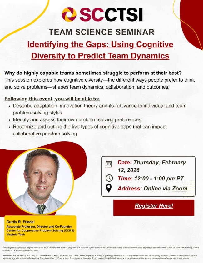 Team Science Seminar: Identifying the Gaps - Using Cognitive Diversity to Predict Team Dynamics