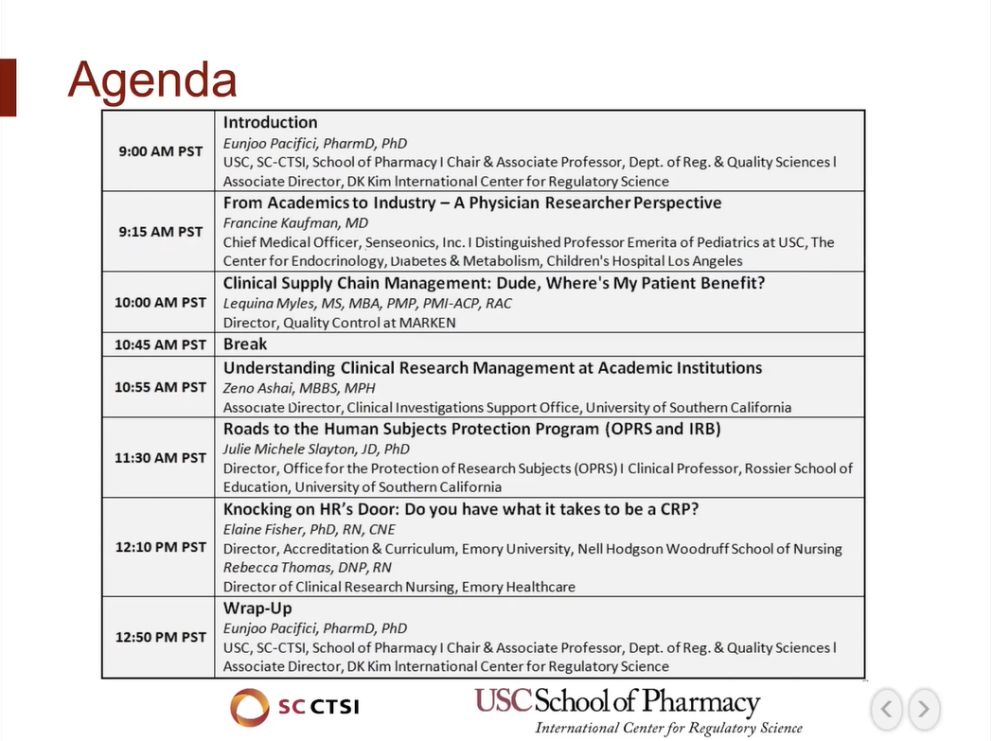 “Clinical Research Career Pathways” - Regulatory Science Symposium - Session 4: Understanding Clinical Research Management at Academic Institutions (2021)