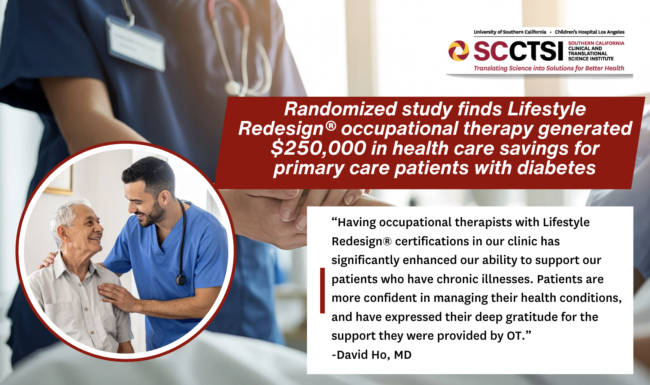 Randomized study finds Lifestyle Redesign® occupational therapy generated $250,000 in health care savings for primary care patients with diabetes