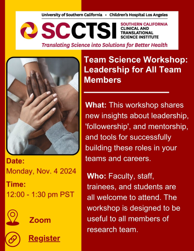 Team Science Workshop:  Leadership for All Team Members